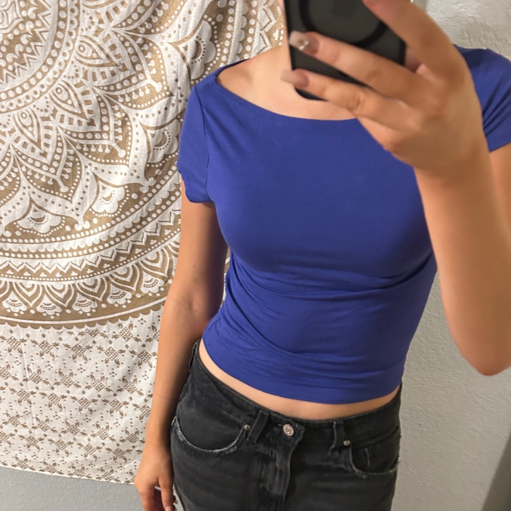 Blue Boatneck Top